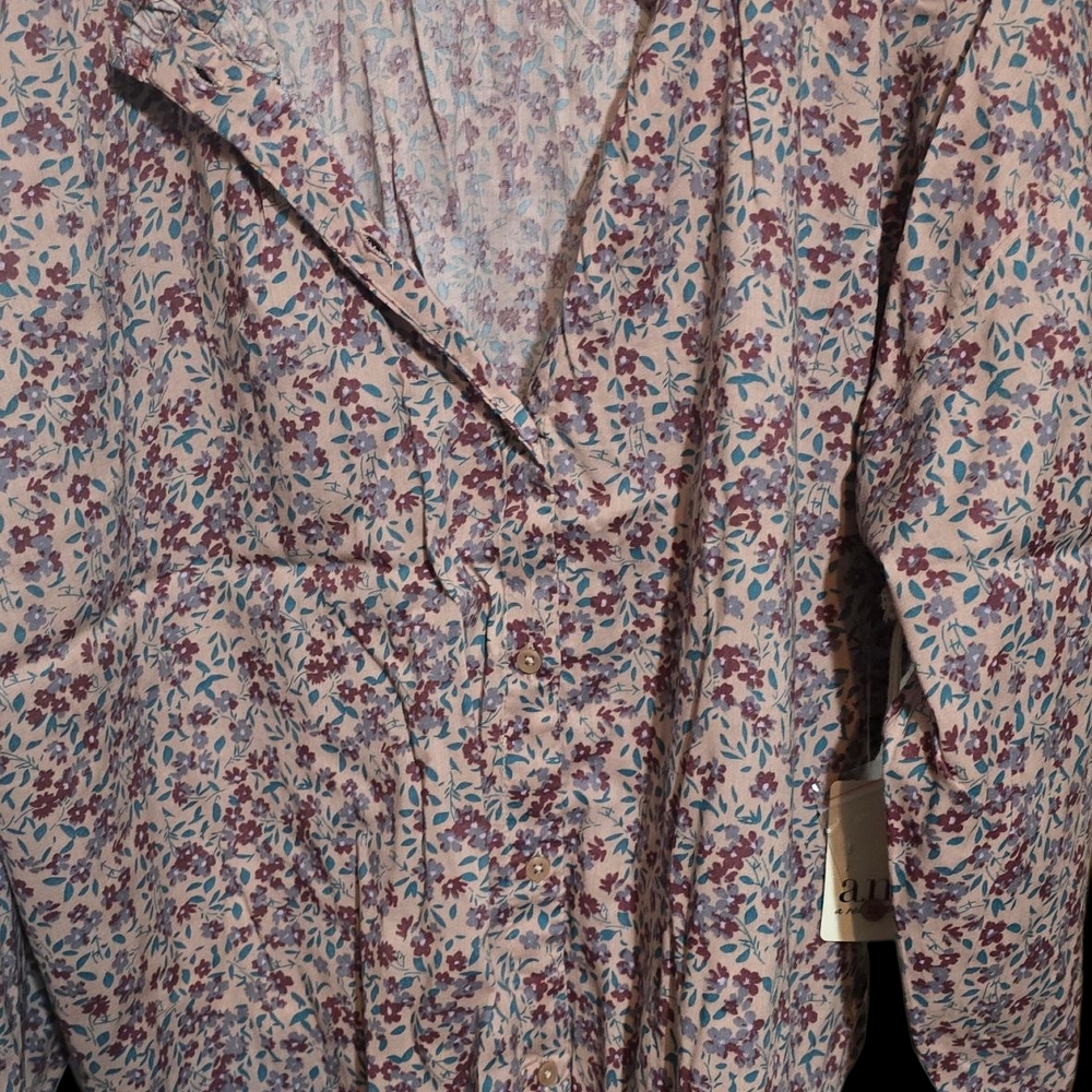 a.n.a Pink and Blue Floral Blouse